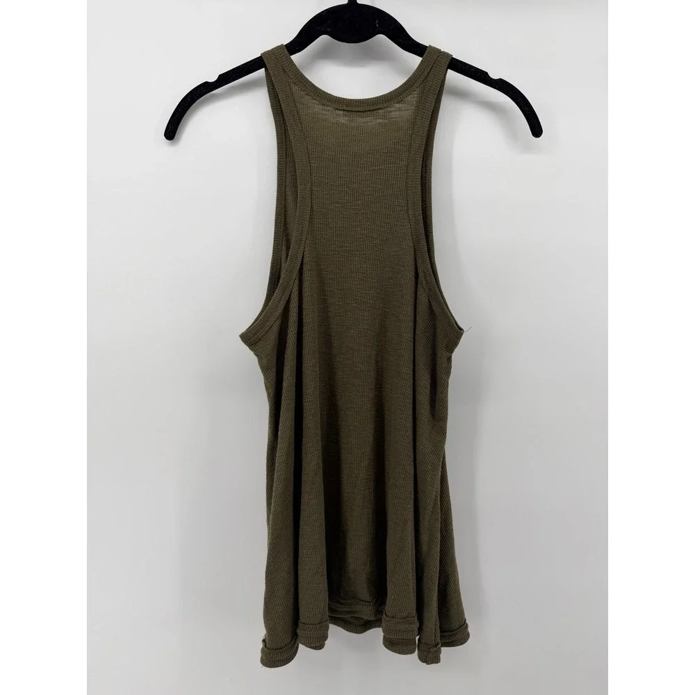 Intimately Free People Olive Green Ribbed Racerback Tank Top XS OB493397